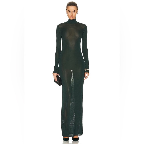 Saint Laurent Mock Neck Long Sleeve Dress - Picture 1 of 17
